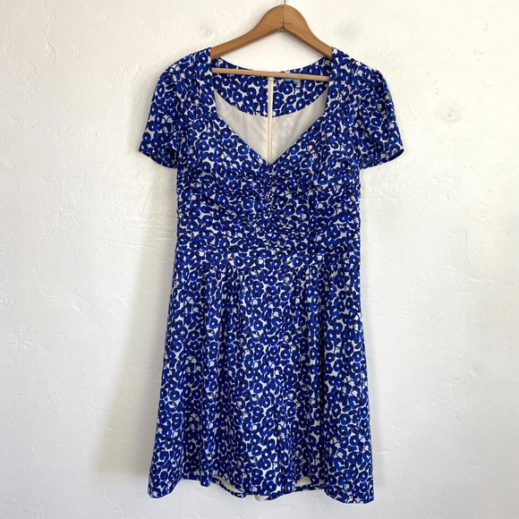 Anthropologie Leifnotes Romper Women Size 12 Drafted Petals Floral Blue - Picture 1 of 11